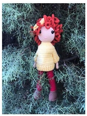 Wanderlust Sevimli Oyun Arkadaşı Uyku Arkadaşı Örgü Saçlı Bebek Sarı Kırmızı