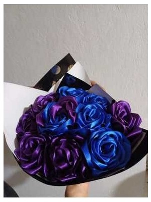 Silver Life Isteğe  Özel Renkli  Solmayan Kurdele Gül Buketi