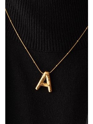 Çelik Harfli  "a"  Bubble Balon Kolye Balık Sırtı Toplu Zincir A Harfi 45CM