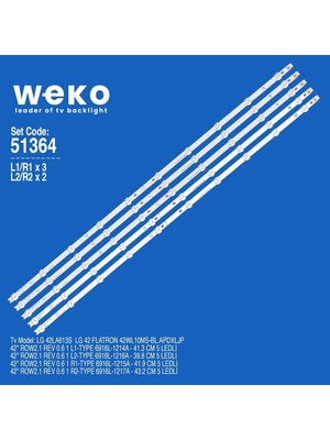 Weko WKSET-6364 35756X3 35757X3 35758X2 35759X2 42 Row2.1 Rev 0.6 1 82,5 cm Birleştirilmiş LED Kodu 5 Adet LED Bar