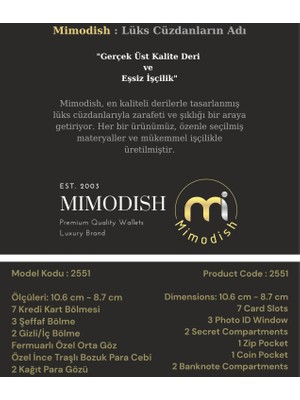 Mimodish 1.sınıf Işçilik Lüks Hakiki Gerçek Deri Fermuarlı Gizli Gözlü Bozuk Para Cüzdanı Deri Erkek Cüzdan