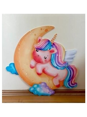 Okart Tasarım Ay Içinde Unicorn Masaönü Ayaklı Pano