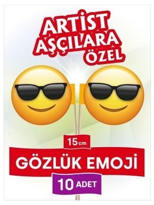 Home 10 Cm, 10 Adet - Usta Artist Aşçılara Özel Güneş Gözlüklü Emoji Yuvarlak Model Bayrak Kürdan Ürünler