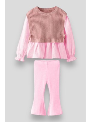 Magu Dokuma Gömlek Triko Kışlık Alt-Üst Takım Kız Çocuk