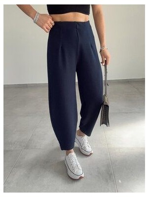 Ebaa Fashion Krep Kumaş Beli Lastikli Balon Pantolon