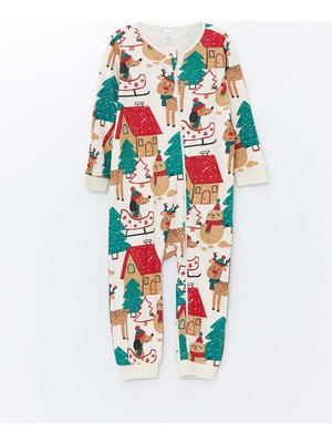 Lcw Baby Baskılı Bisiklet Yaka Uzun Kollu Baskılı Erkek Bebek Tulum