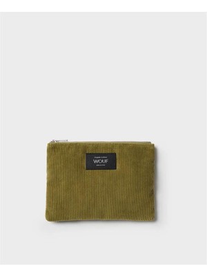 Wouf Clutch, El Çantası Pouch Corduroy Olive