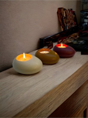 Three Drops Minimal Dekoratif Beton Tealight Mumluk 3'lü Set