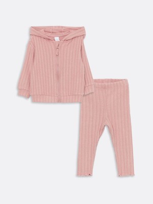 Lcw Baby Kapüşonlu Kız Bebek Hırka ve Tayt 2'li Takım
