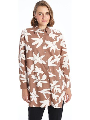 Lc Waıkıkı Baskılı Desenli Oversize Kadın Gömlek Tunik