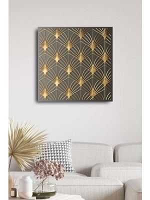 Tosbart Kanvas Tablo Baskılı Modern Soyut Altın Renkli Yapraklar Ev Ofis Otel Dekor Tablo