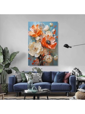 Tosbart Modern Soyut 3d Yağlı Boya Görünümlü Çiçekler Hd Kanvas Tablo