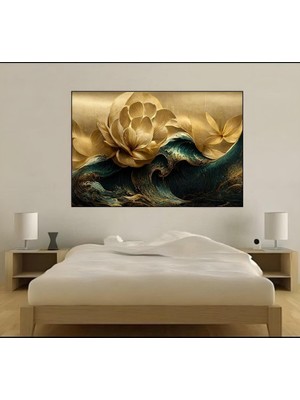 Tosbart Zümrüt Yeşili Akan Şakayık Dekoratif Kanvas Duvar Tablo