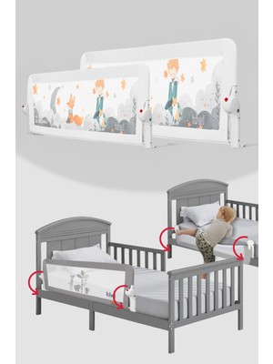 Kiwi Çocuk Yatak Bariyeri ve Yatak Korkuluğu, Ekstra Dolgulu Kumaş, Bed Guard Bebek Yatak Bariyeri - Beyaz Little Prince