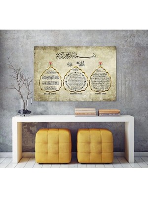 Tosbart Nazar Ayeti , Bereket Duası , Ayet'el Kürsi Yazılı Kanvas Gülen Tablo