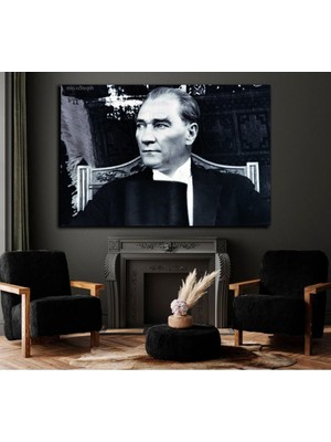 Tosbart Atatürk Modelli Dekoratif Şık Kanvas Tablo
