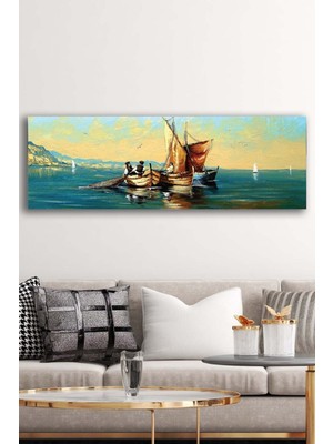 Tosbart Kanvas Duvar Tablosu Baskılı Yağlıboya Deniz Yelkenli Tekneler Ev Ofis Otel Dekor Tablo