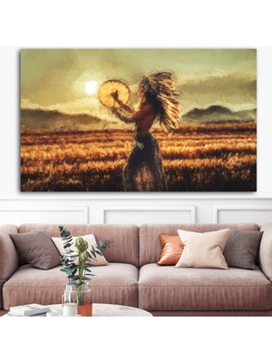 Tosbart Dev Boyut Yağlı Boya Kızılderili Kanvas Tablo