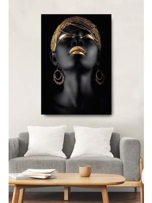 Tosbart Altın Gold Rujlu Kadın Dekoratif Kanvas Duvar Tablosu