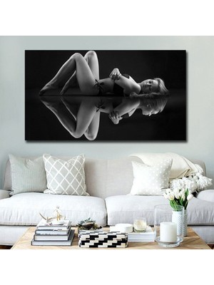 Tosbart Siyah Beyaz Nü Kadın Kanvas Tablo