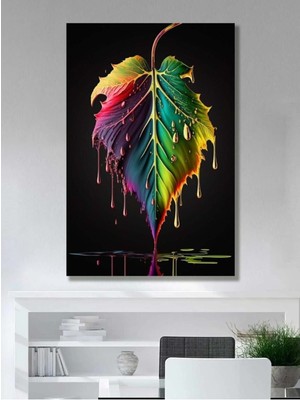 Tosbart Renkli Yaprak - Kanvas Tablo Salon Oturma Yatak Odası Ofis Antre Cafe Için Duvar Dekoru