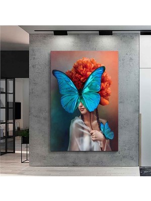Tosbart Kelebek Kadın Kanvas Tablo