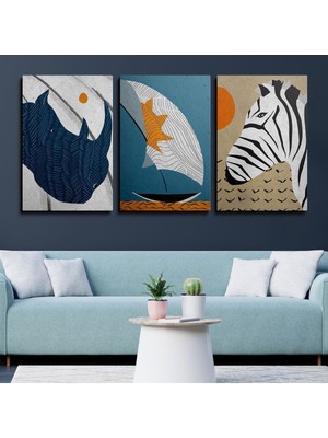 Tosbart 3'Lü Set Kanvas Duvar Tablosu Canvas Tablo Boho Klasik Modern Eu 213