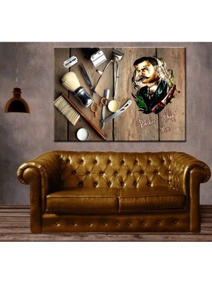 Tosbart Berber Aletleri Ve Figür Erkek Kuaförü Kanvas Tablo 70x100cm Slm26