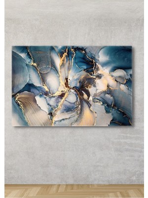 Tosbart Mermer Görünümlü Soyut Kanvas Tablo - Salon Oturma Yatak Odası Ofis Antre Için Duvar Dekoru