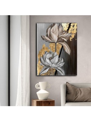 Tosbart Dekoratif Tablonuz Dekoratif Modern Şık Çiçek Kanvas Tablo Dikey E12