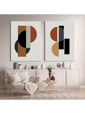 Tosbart Soyut Temalı Dekoratif Kanvas Tablo 2'Li Set