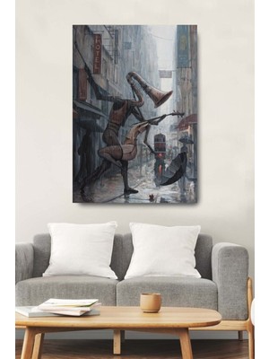 Tosbart Yağmur Müzik Ve Şehrin Ritmi Soyut Dekoratif Kanvas Duvar Tablosu Ev Ofis Tablo