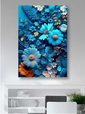 Tosbart Renkli Çiçekler 3-Kanvas Tablo Salon Oturma Yatak Odası Ofis Antre Cafe Için Duvar Dekoru