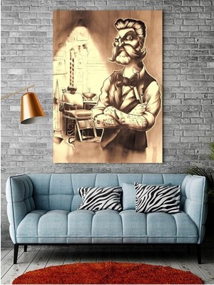 Tosbart Eski Erkek Modelleri Berber Shop Erkek Kuaför Berber Model Özgün Tasarım Kanvas Tablo