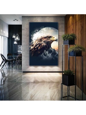 Tosbart Asil Kartal Dağlar Ve Gökyüzü Karizmatik Kuş Dikey Kanvas Tablo