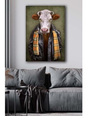 Tosbart Inek Kafa Insan Vücudu Kanvas Tablo