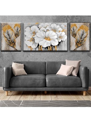 Tosbart Dekoratif Tablonuz Soyut-Dekortaif Çiçek Kanvas Tablo Kombin Çiçek 8