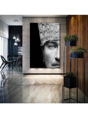 Tosbart Mustafa Kemal Atatürk Yarım Portre Kanvas Tablo