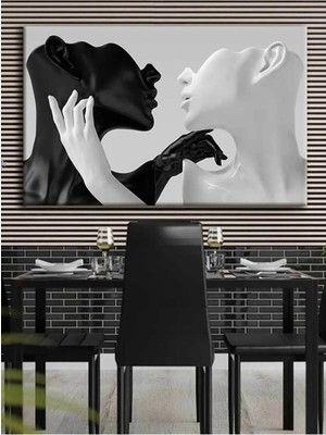 Tosbart Siyah Beyaz Sevgililer Kanvas Tablo - Salon Oturma Yatak Odası Mutfak Için Duvar Dekoru