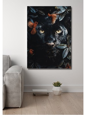 Tosbart Jaguar Kanvas Tablo Salon Oturma Yatak Odası Ofis Antre Cafe Için Duvar Dekoru