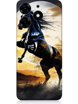 Teknomeg Tecno Spark 10 Pro Uyumlu Şaha Kalkmış At  Desenli Silikon Kılıf