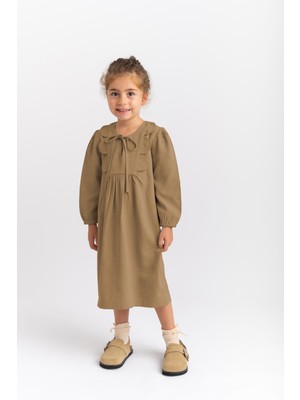 Papatya Tencel Elbise 2-7 Yaş Camel