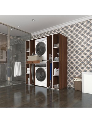 Kenzlife çamaşır-kurutma makinesi dolabı sadra cvz 187*170*60 çekmeceli raflı banyo