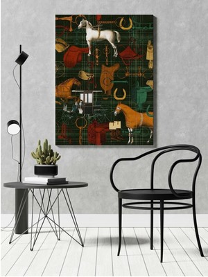 Tosbart Kanvas Tablo 1035 At Ve Binicilik Tema Haki Yeşil 125