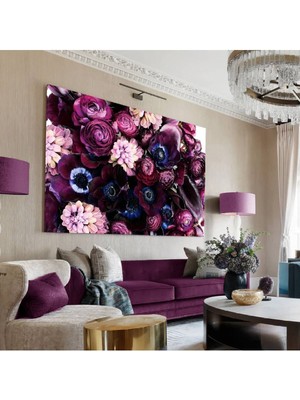 Tosbart Soyut&Çiçek Kombini Kanvas Tablo Harikabirev ( Mor )