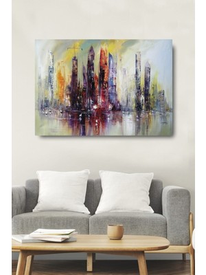 Tosbart Soyut Renkli Şekiller Dekoratif Kanvas Duvar Tablosu Ev Ofis Tablo