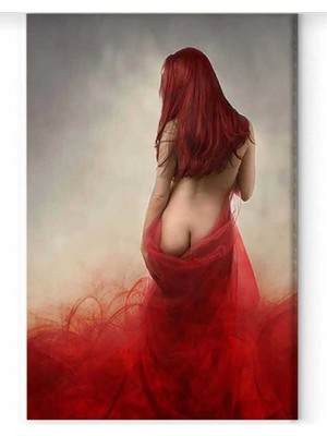 Tosbart Kızıl Kadın-Nü Kanvas Tablo Salon Oturma Yatak Odası Ofis Antre Cafe Için Duvar Dekoru