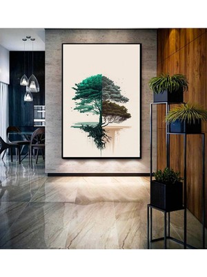 Tosbart Dekoratif Soyut Sanat Ahşap Kanvas Tablo