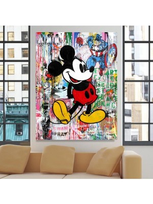 Tosbart Mickey Mouse Mural Sanatı Kanvas Tablo