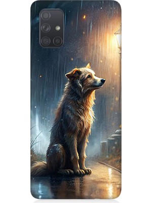 Teknomeg Samsung Galaxy A71 Uyumlu Yağmurlu Sokak  Desenli Silikon Kılıf